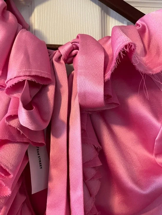 MSGM Pink Ruffled V-Neck Blouse - Picture 5 of 5